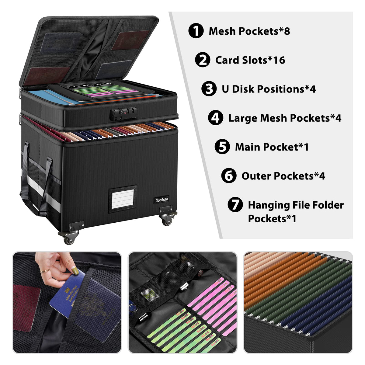 DocSafe two-layer file box with wheels is easy to move and organize.