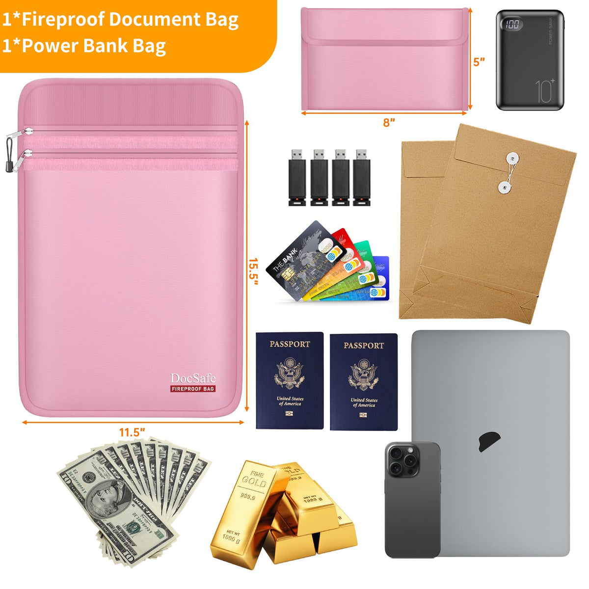 DocSafe water-resistant seal—protects contents from moisture and rain.