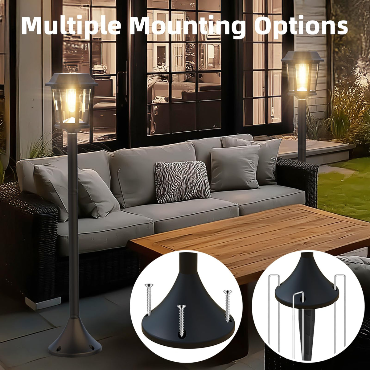 Doeslag pole base detail highlights sturdy stainless steel and UV-resistant cover.