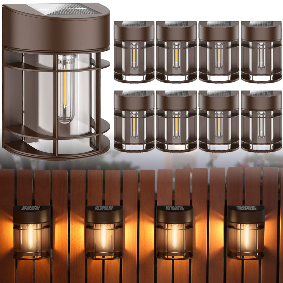 DOESLAG Solar Fence Lights with assembly included for quick outdoor setup.