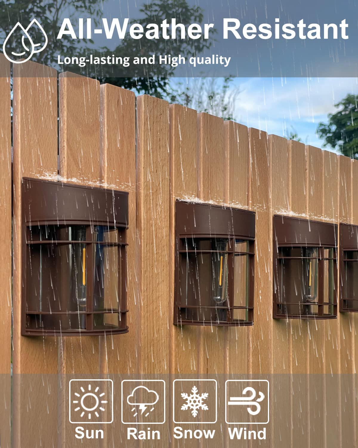 DOESLAG Solar Fence Lights decorate backyards with durable outdoor lighting.