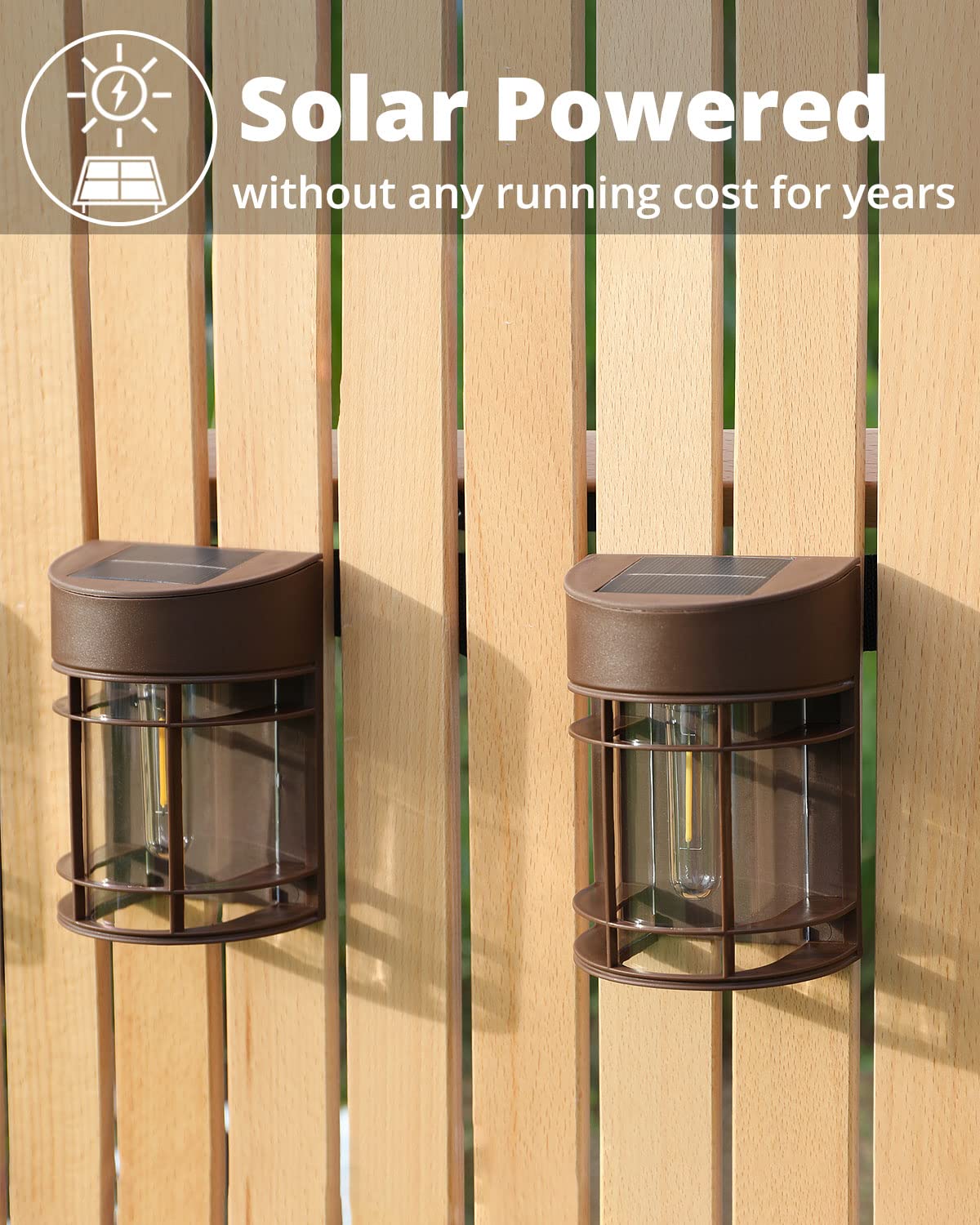 DOESLAG Solar Fence Lights activate at dusk for hands-free illumination.