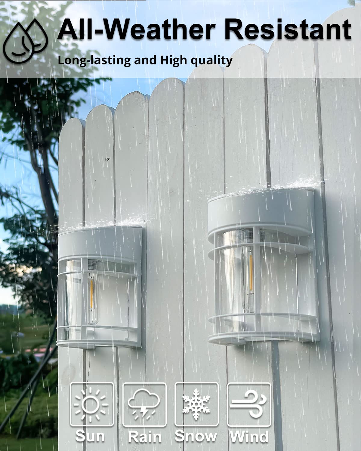 DOESLAG IP44 weatherproof solar fence light withstands rain and snow.