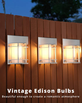 DOESLAG night-time glow from solar lights enhances pathways.