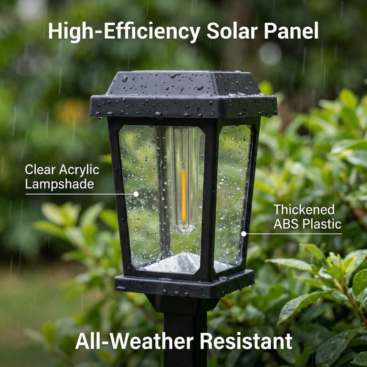 DOESLAG solar light by driveway edge enhances safety at night.