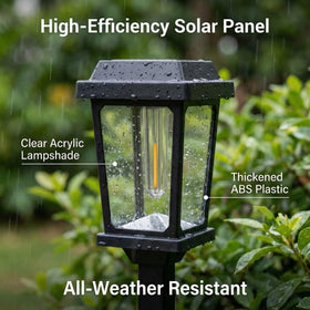 DOESLAG solar light by driveway edge enhances safety at night.