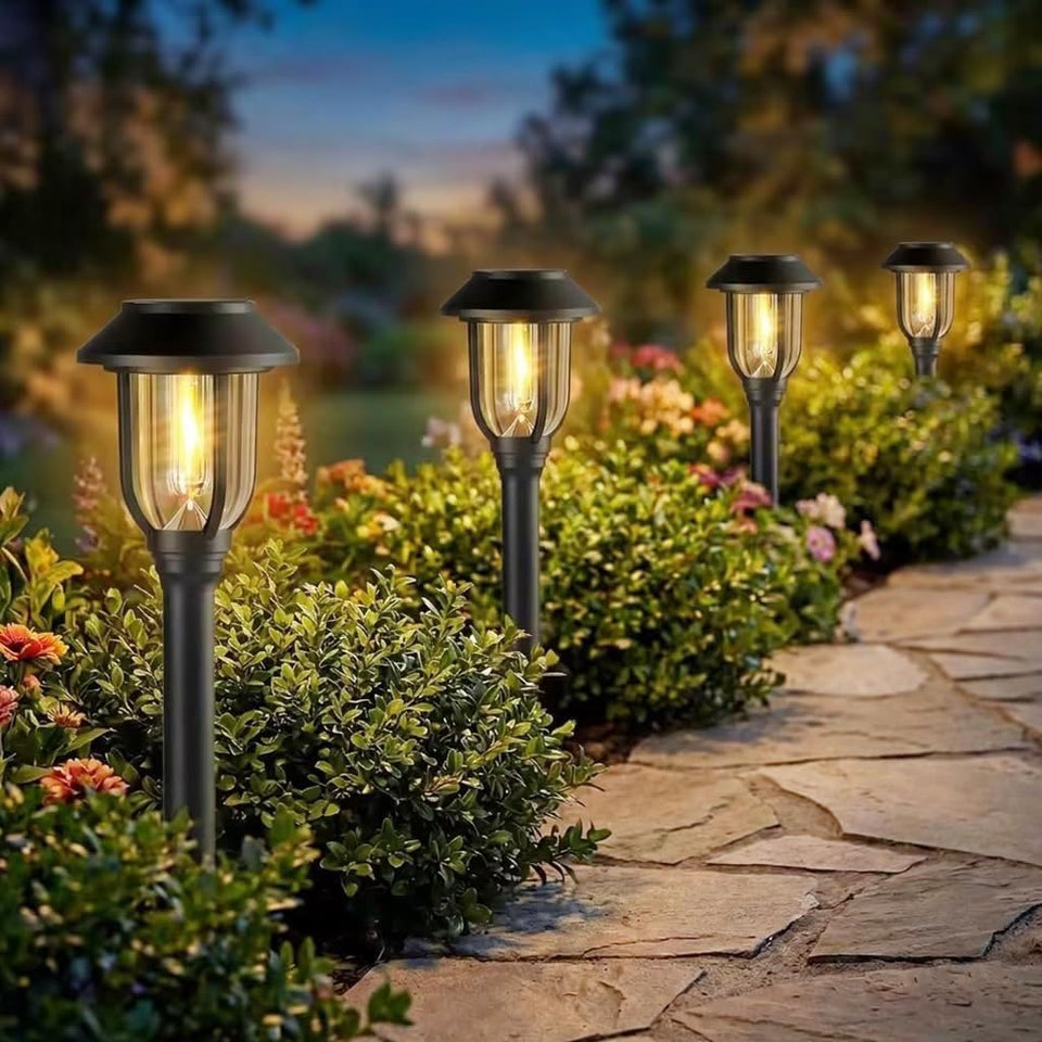 DOESLAG 8-pack solar pathway lights glow warmly to light walkways