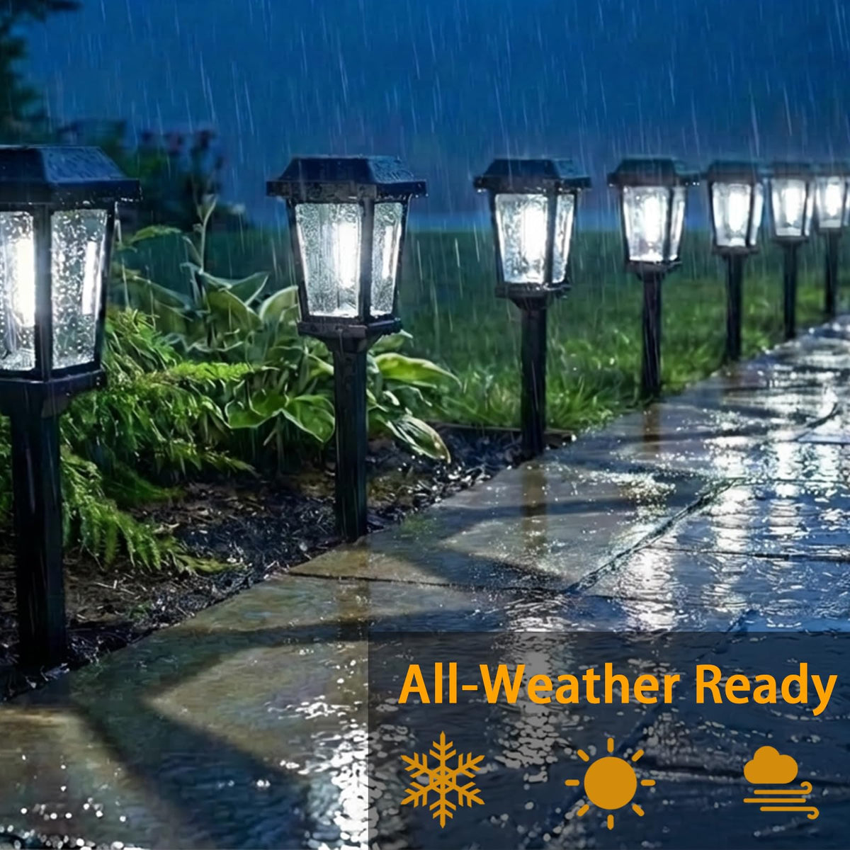 DOESLAG weatherproof path light withstand rain and dew year-round.