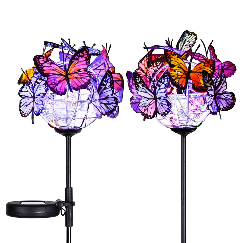 Doingart butterfly garden stake light displays multicolor butterflies for vibrant outdoor decor