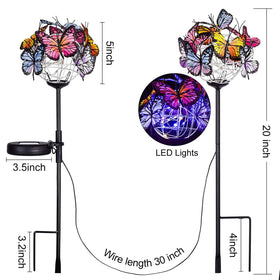 Doingart butterfly stake lights illuminate paths with 18 lifelike butterflies at night