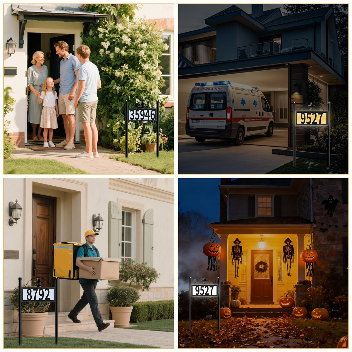 DoinMaster address sign warm white mode lighting along walkway