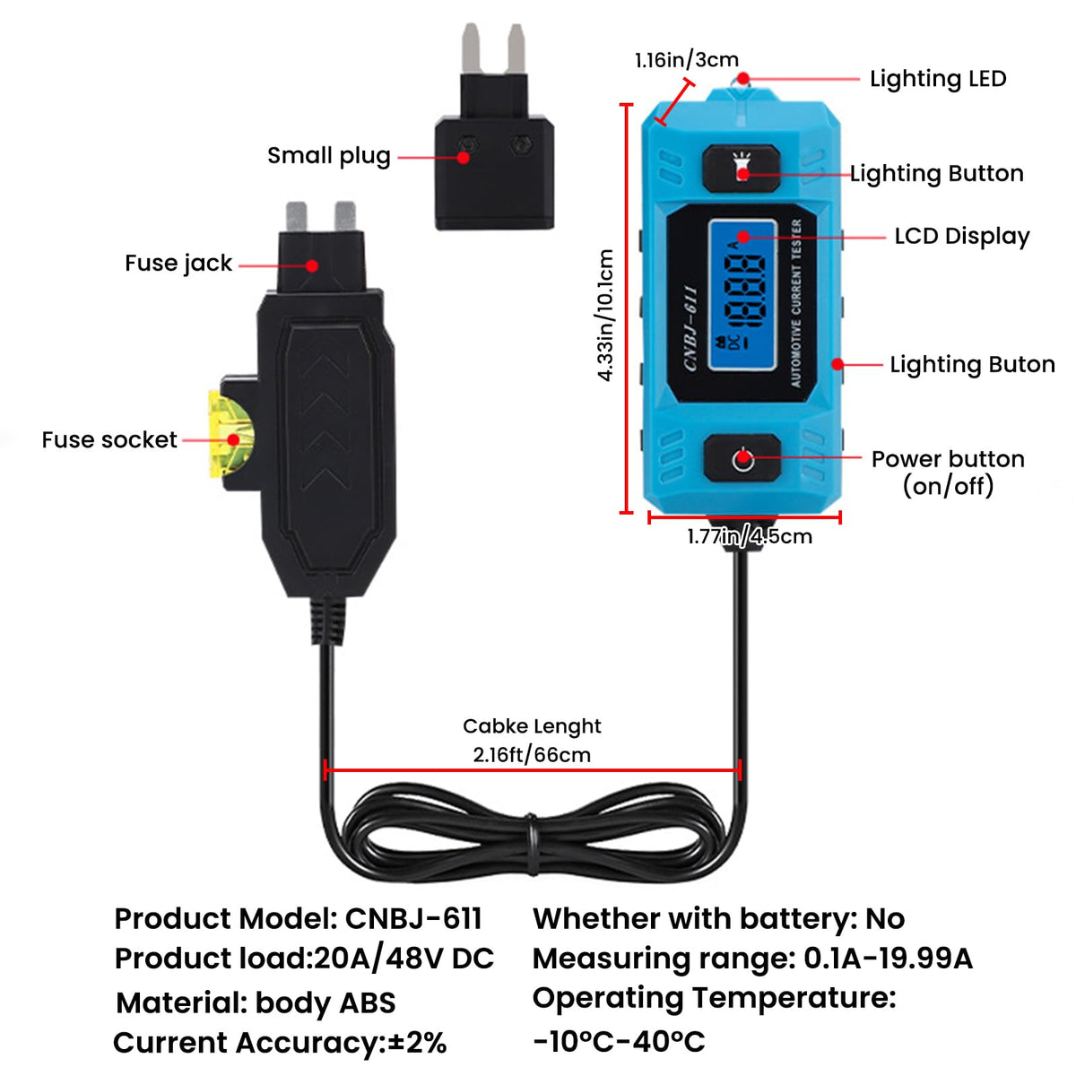 Dojavop compact fuse tester kit for fast power-line diagnostics