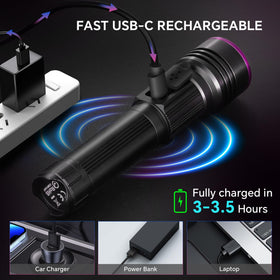 Dokhbem 365nm UV flashlight durable body supports long-term use in tough environments.