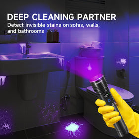Dokhbem 365nm UV flashlight aids outdoor rockhounding and scorpion searches.