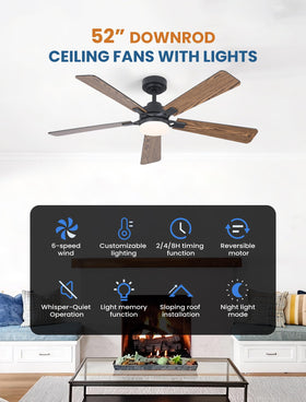 Dolavast downrod mount provides stable airflow on tall ceilings.