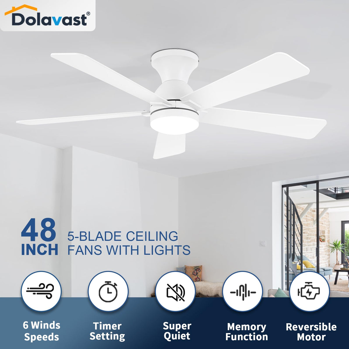 Dolavast quiet DC motor delivers smooth airflow with minimal noise.