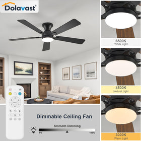 Dolavast quiet DC motor ceiling fan highlights whisper-quiet operation.