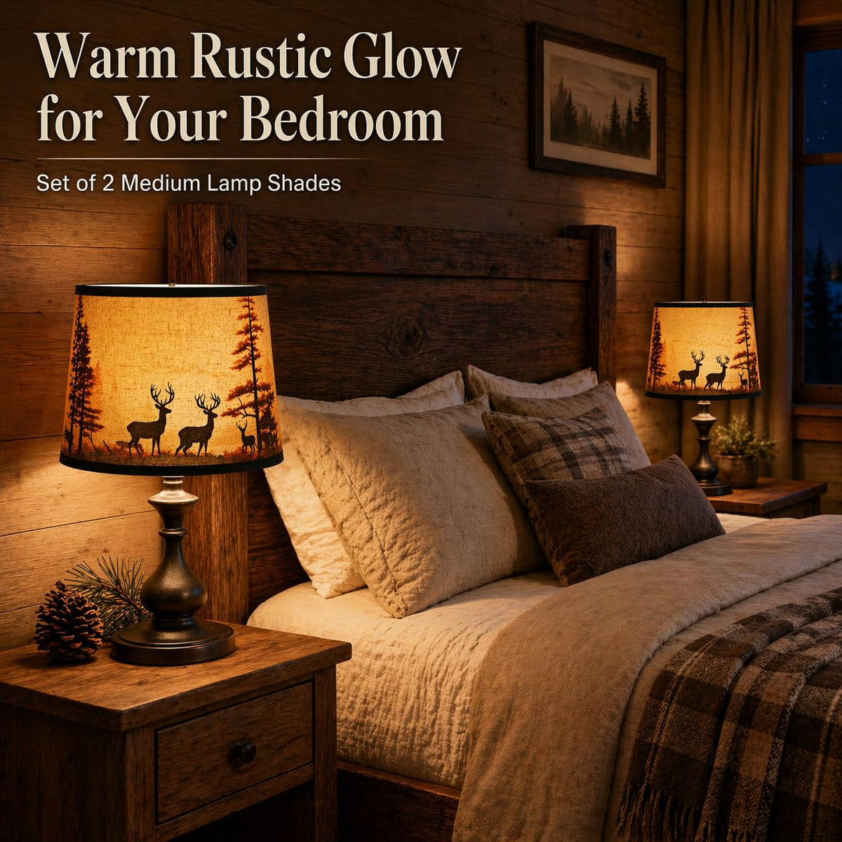 DOLOOTA rustic-deer-drum-lamp-shade easy-install spider-fitter for quick replacement.