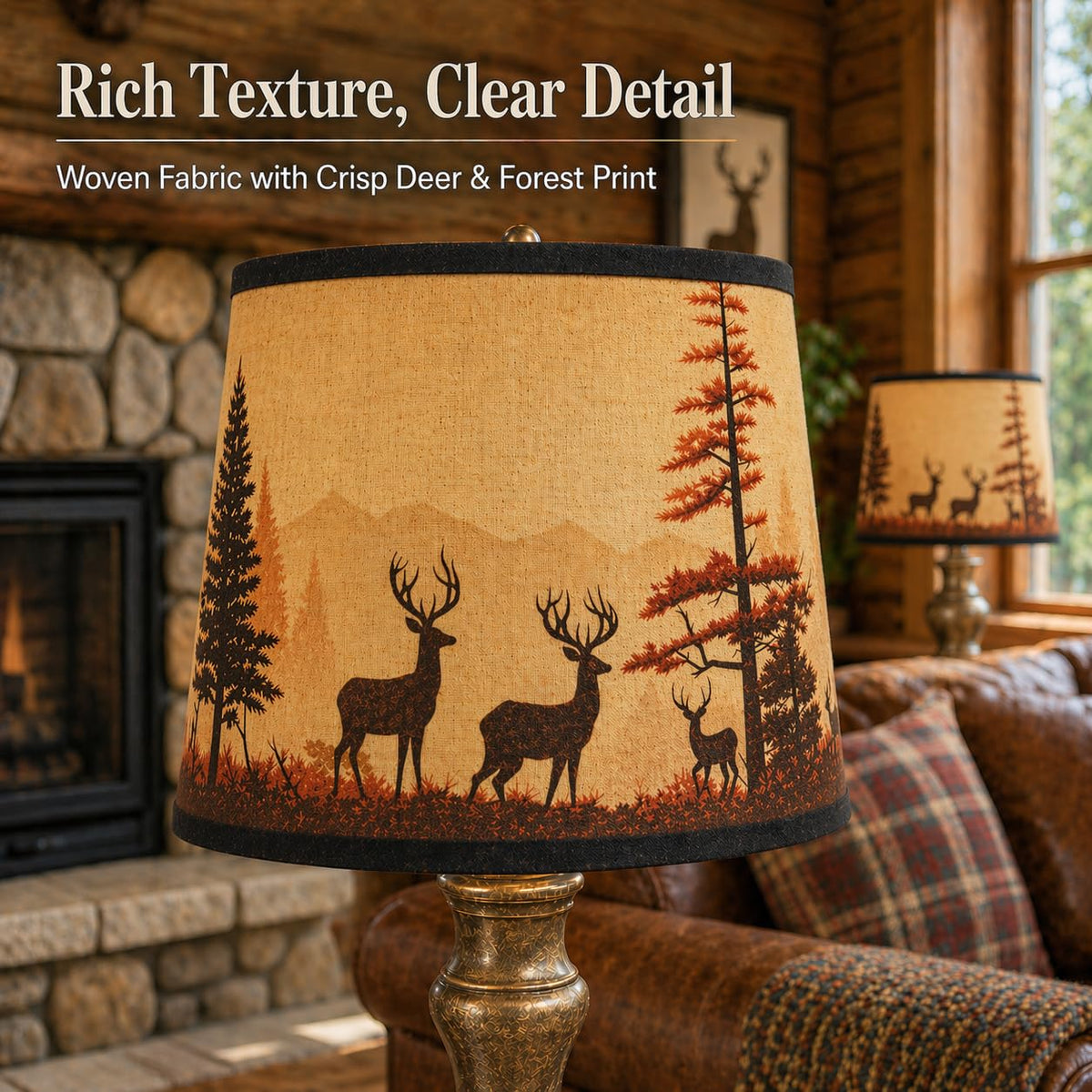 DOLOOTA rustic-deer-drum-lamp-shade tc-fabric pc-lining for durable, refined appearance.