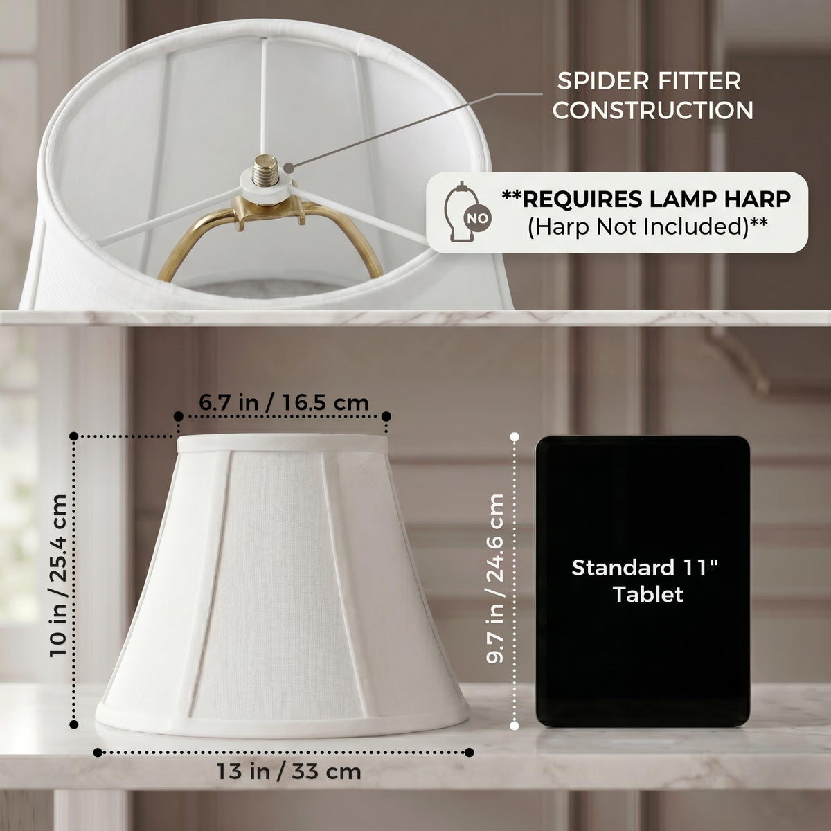 Doloota lamp shade diffuses light for cozy living rooms.