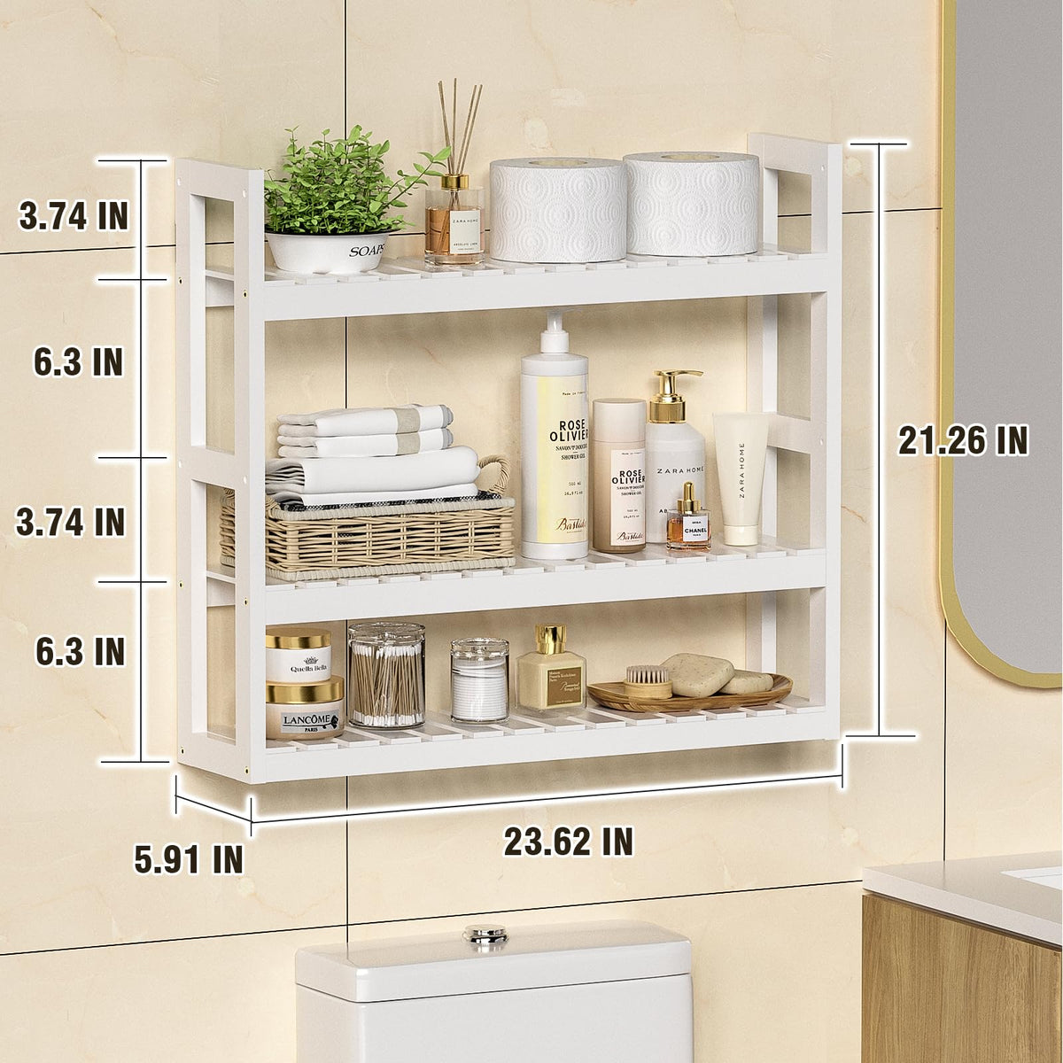 Domax multifunctional shelf adds decor while organizing living room