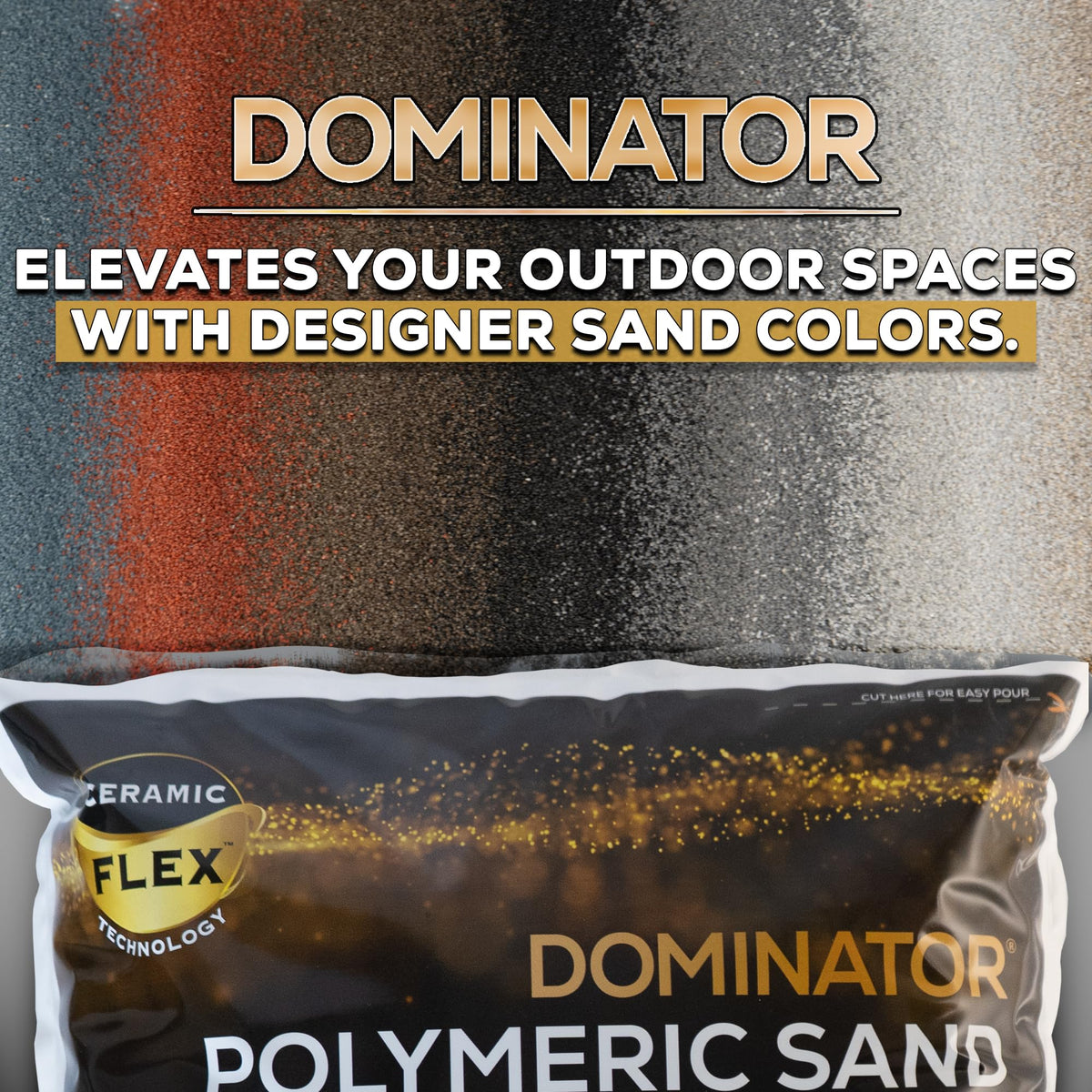 DOMINATOR coverage calculator graphic helps estimate sand needs
