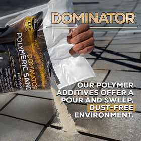 DOMINATOR polymeric sand sweeps easily into joints for faster installation.