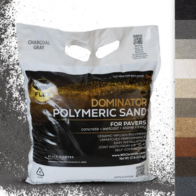 DOMINATOR Polymeric Sand showing Ceramic Flex technology for flexible, stable paver joints