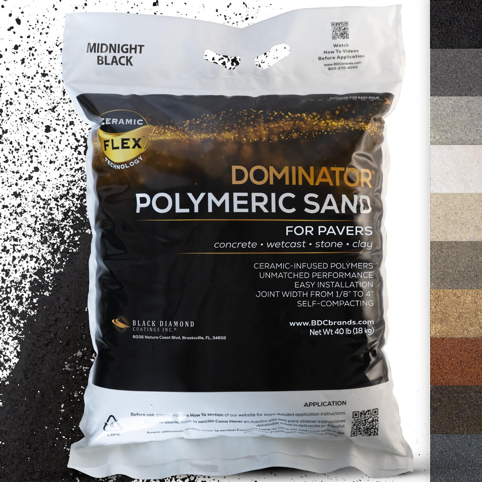 DOMINATOR midnight-black 40 lb polymeric sand bag ready for joint work