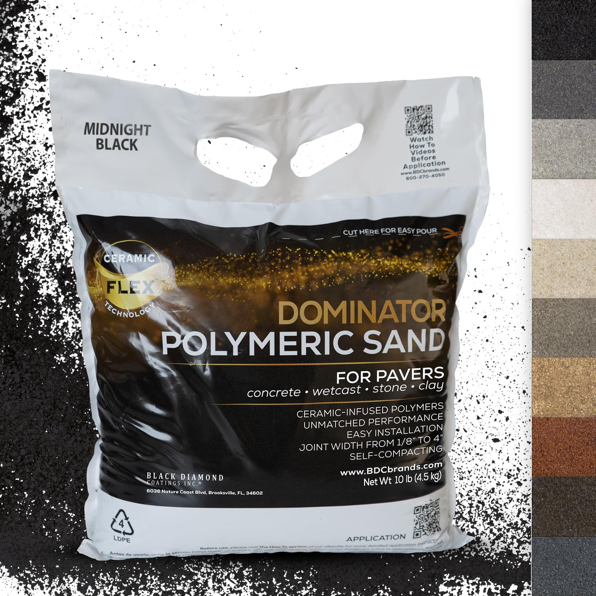DOMINATOR midnight black bag shows easy, uniform joint filling for stone and paver projects