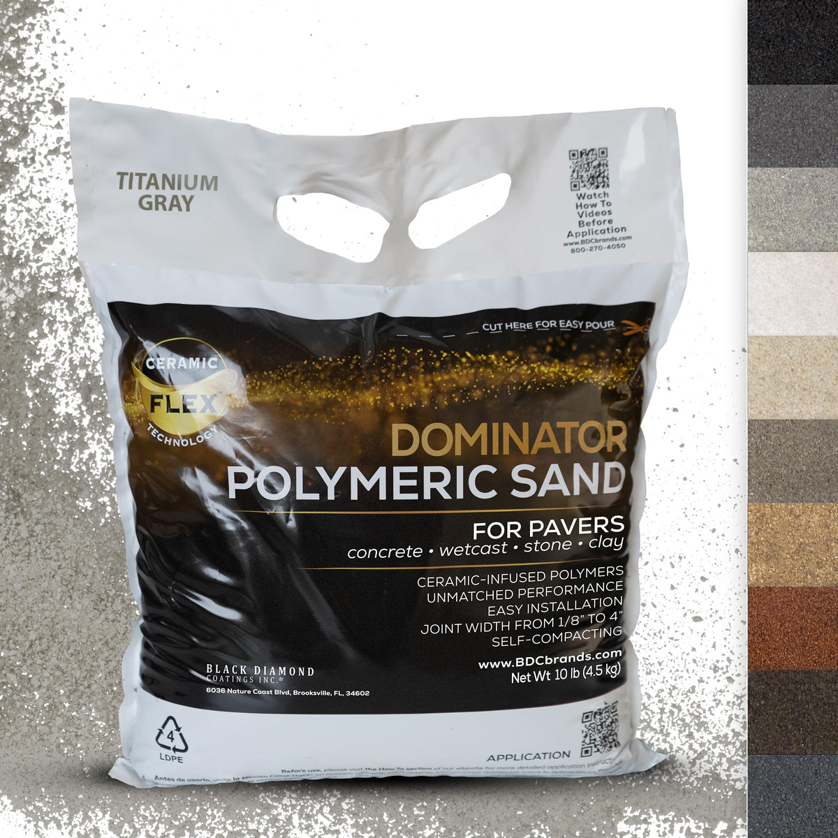 DOMINATOR titanium gray polymeric sand bag ready for fast installation