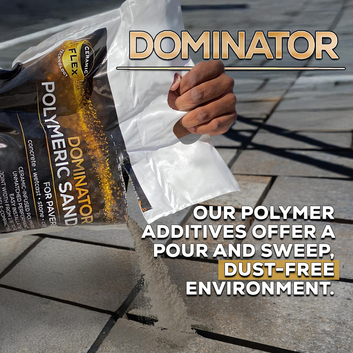 Sand sweeping into paver joints by DOMINATOR for clean joints