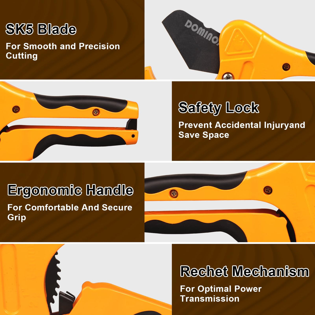 Wide capacity up to 2-1/2 inches for multiple pipe types with DOMINOX.
