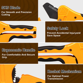 Wide capacity up to 2-1/2 inches for multiple pipe types with DOMINOX.