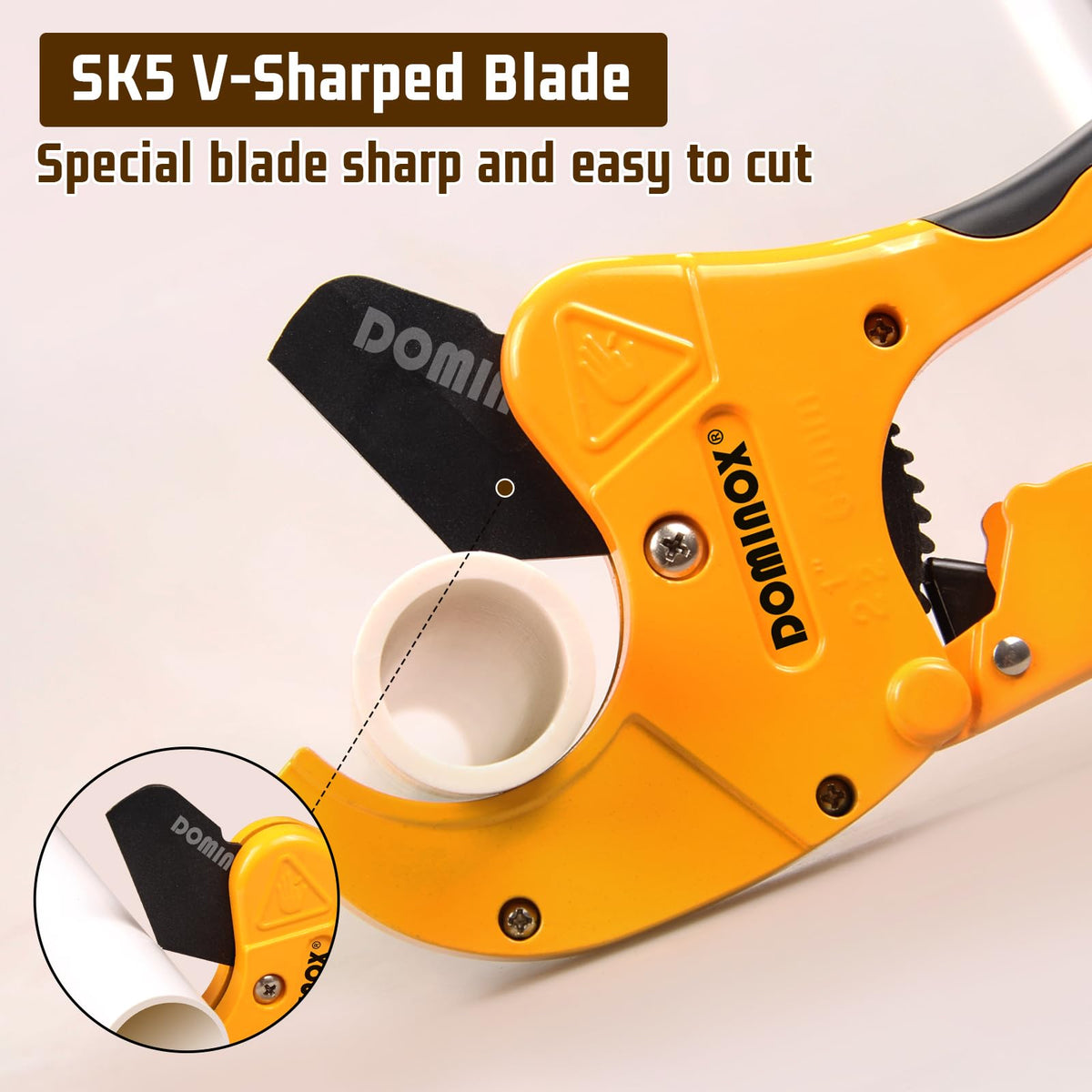 DOMINOX PVC cutter handle provides a comfortable grip during extended cutting sessions.