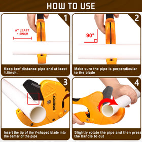 Portable, lightweight DOMINOX cutter ideal for on-site plumbing tasks.