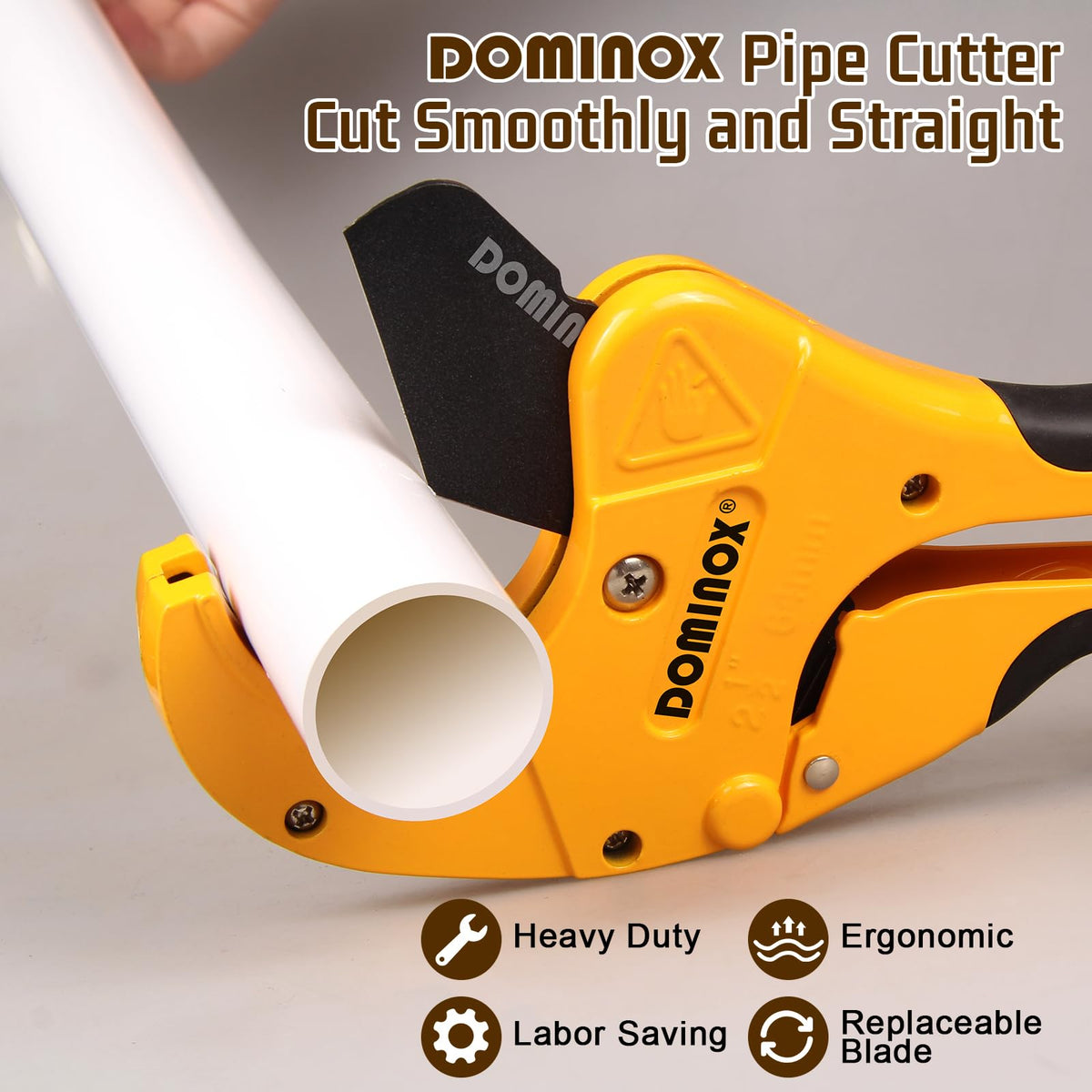 DOMINOX ratchet design reduces hand effort while maintaining steady pressure.