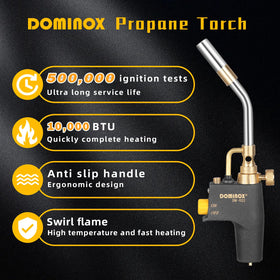 Domininox torch head ignition test shows quick, reliable flame start.