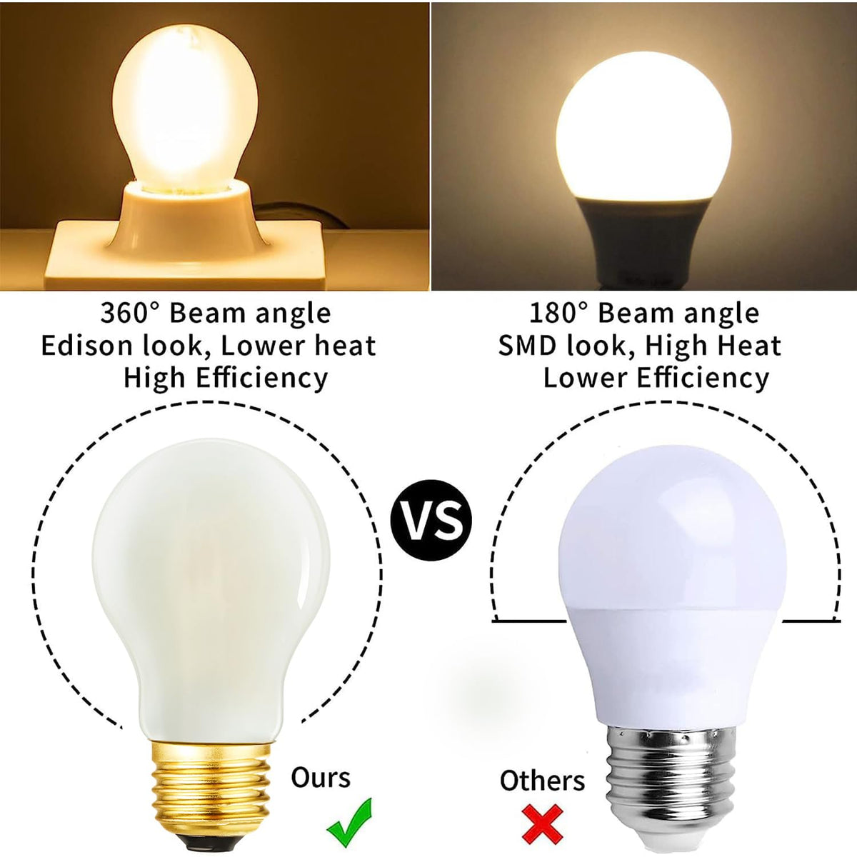 DONDDA Frosted E26 bulb on vanity with flattering warm light