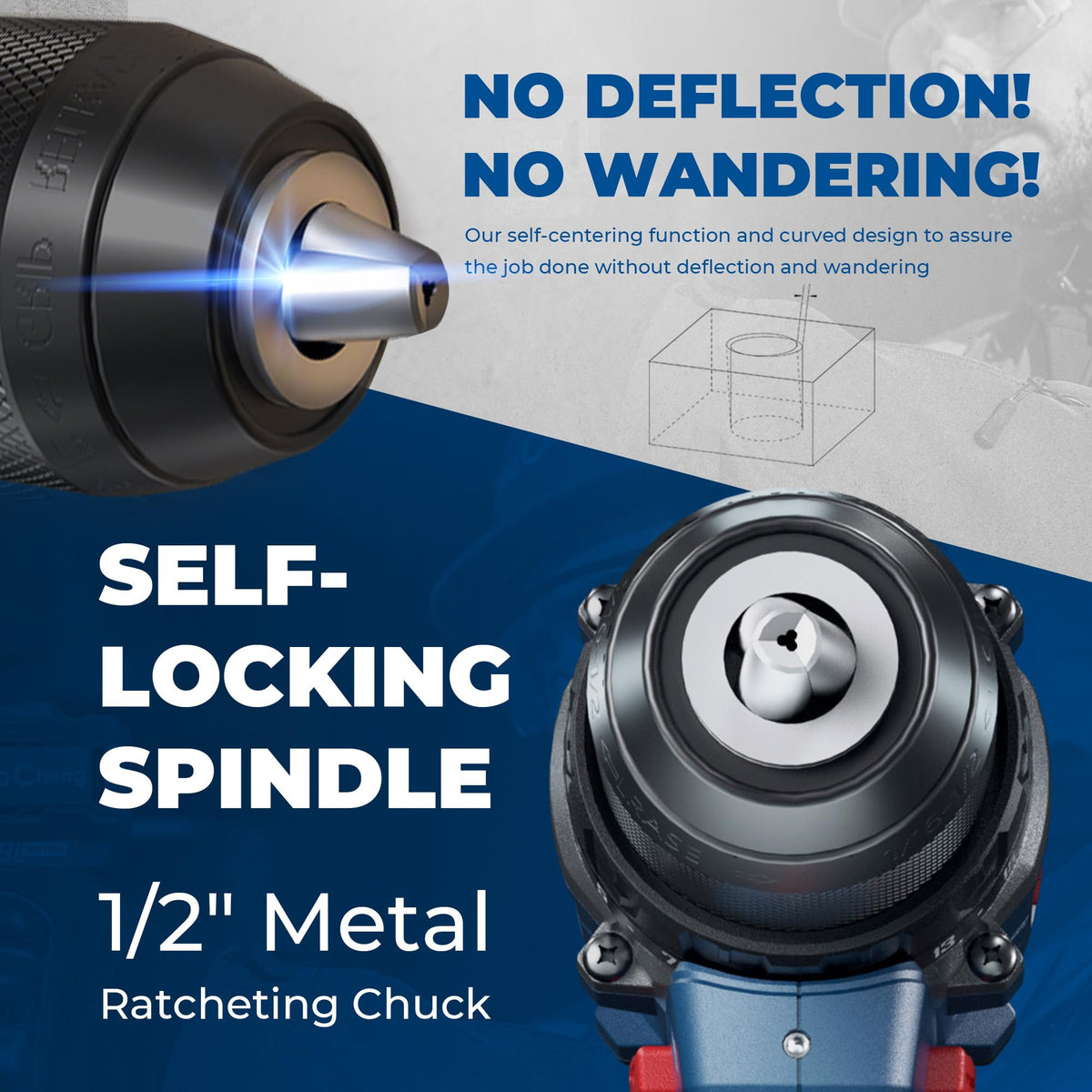 Dong Cheng drill with three-mode selector for drilling, driving, and hammer tasks