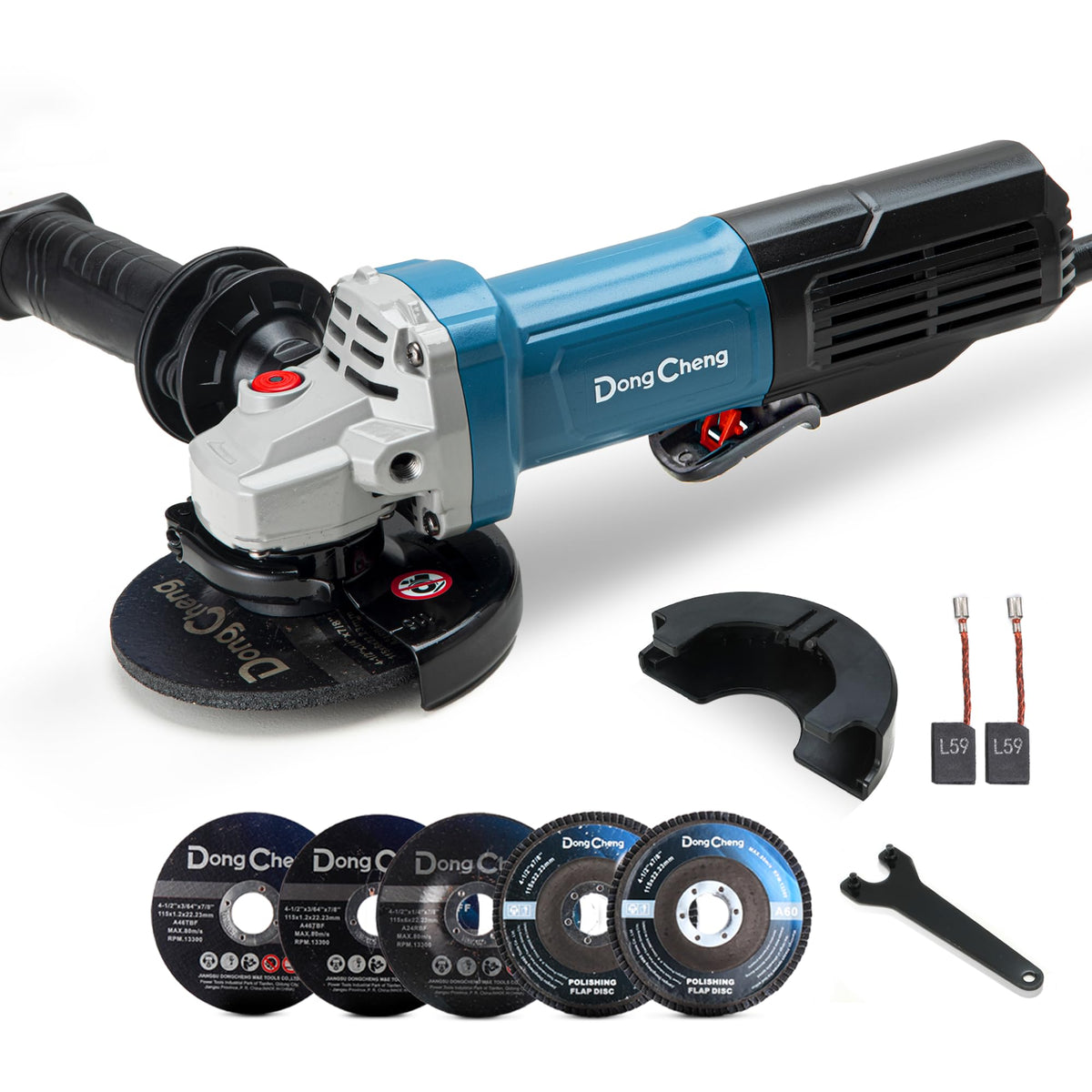 Dong Cheng 9.2A angle grinder motor powers fast metal cutting and grinding.