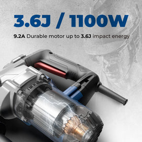 Dong Cheng SDS-Plus quick-chuck enables easy tool-free bit changes.