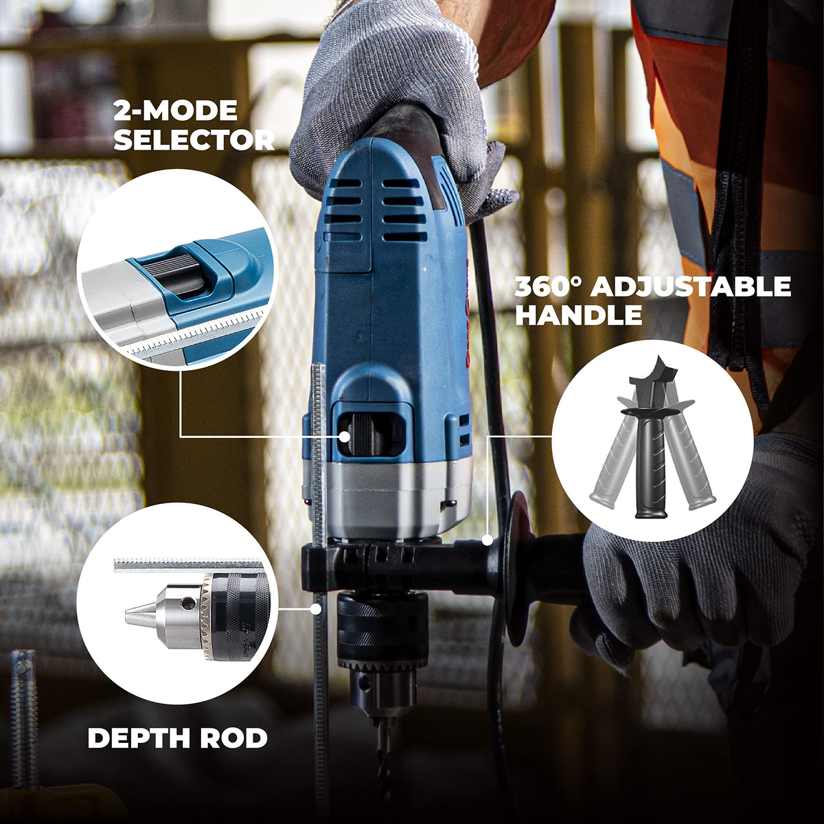 DongCheng hammer drill up to 45000 BPM for masonry tasks