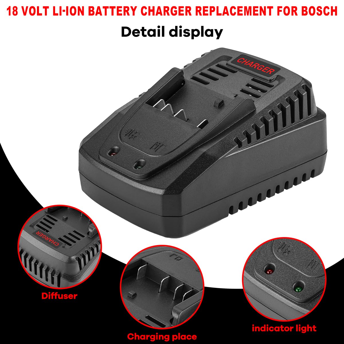 DONGPUCUN Bosch quick charger diagnostic LED communicates charging status at a glance.