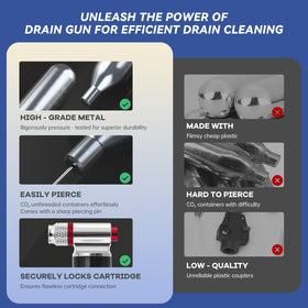 High-pressure bursts from DONJOP CO2 cartridges for effective clog removal