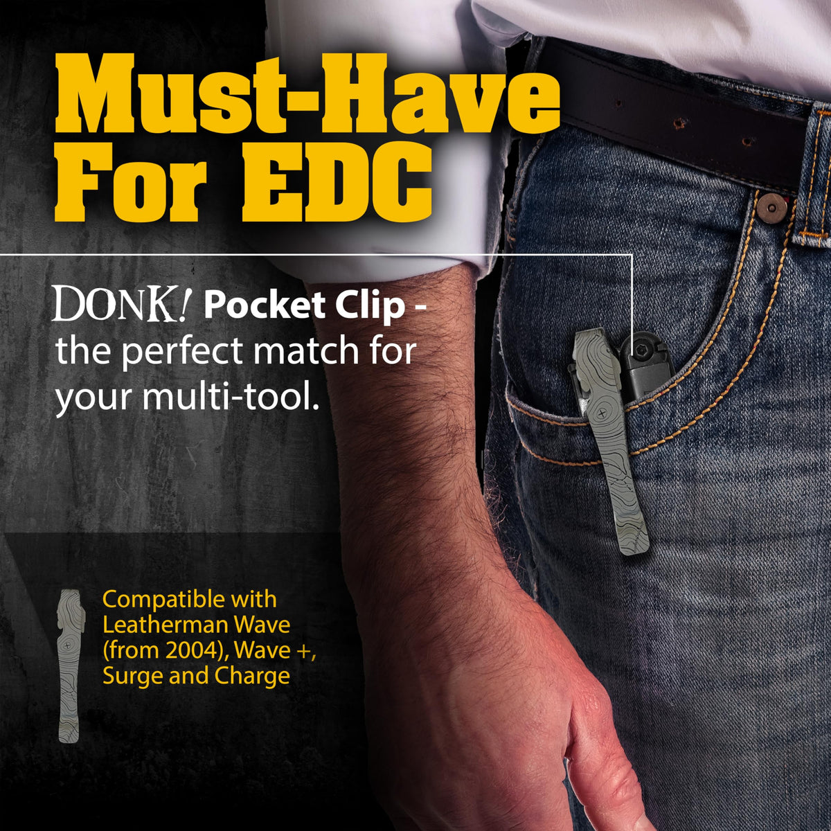 Donk pocket clip for Leatherman Alpha and Surge, quick release design