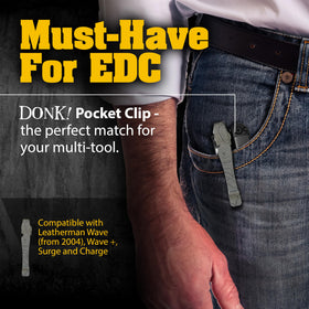 Donk pocket clip for Leatherman Alpha and Surge, quick release design