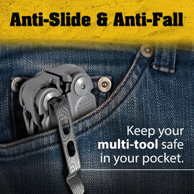 Donk! pocket clip with built-in screwdriver for quick installation.