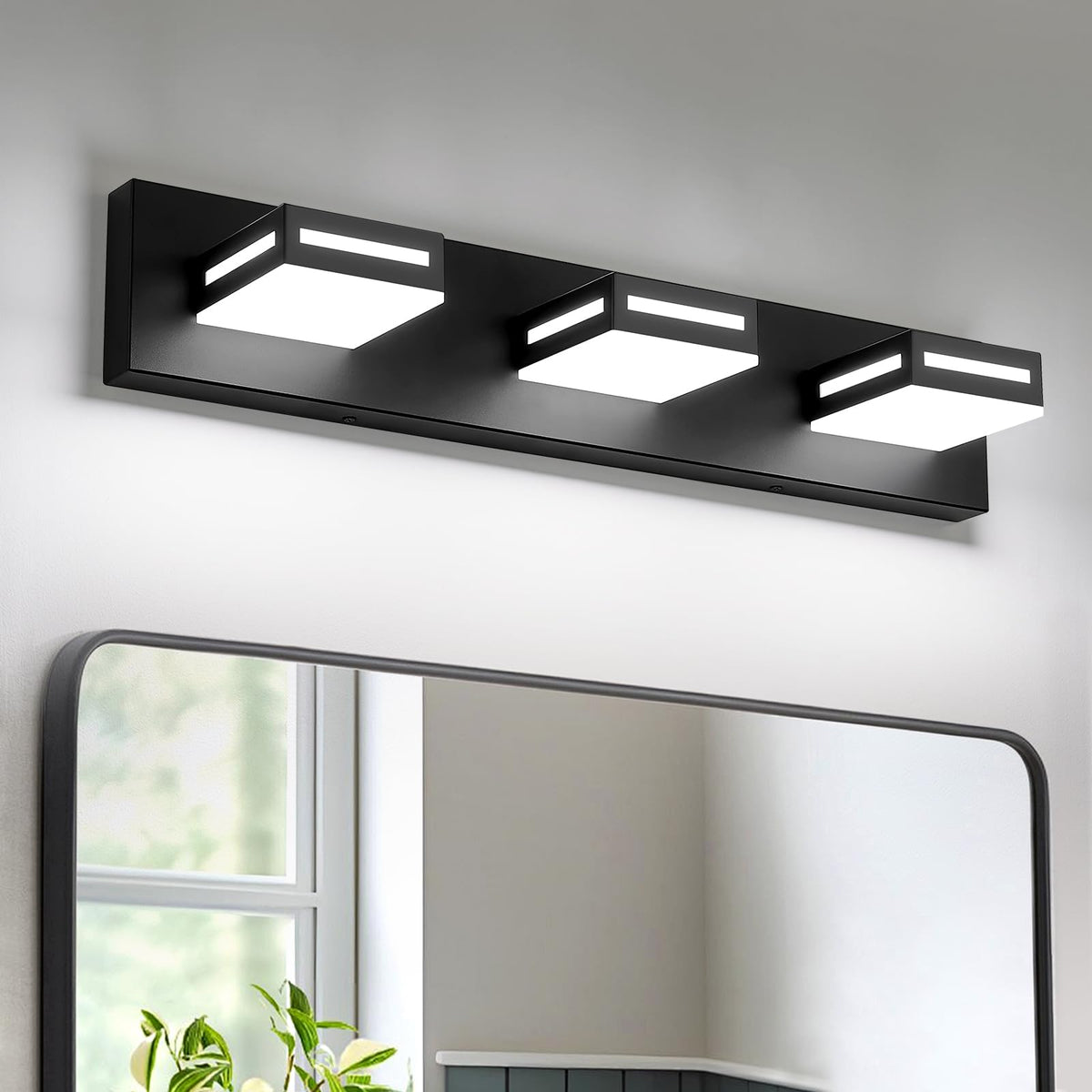 Donrao three-light vanity fixture over mirror delivers clear, true-color lighting.