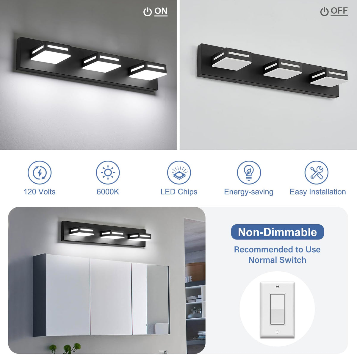 Donrao 6000K cool white illumination for bright tasks.